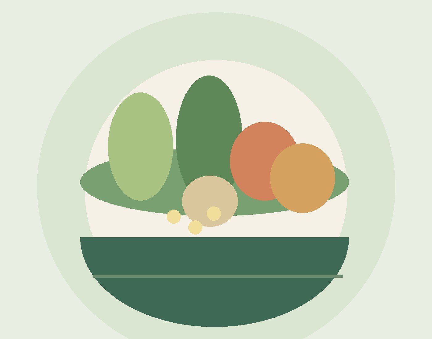 Illustration of a bowl with vegetables and wholesome foods