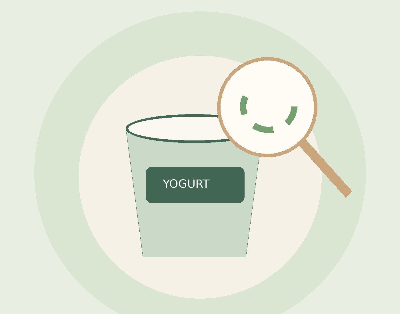 Illustration of yogurt and a magnified microorganism