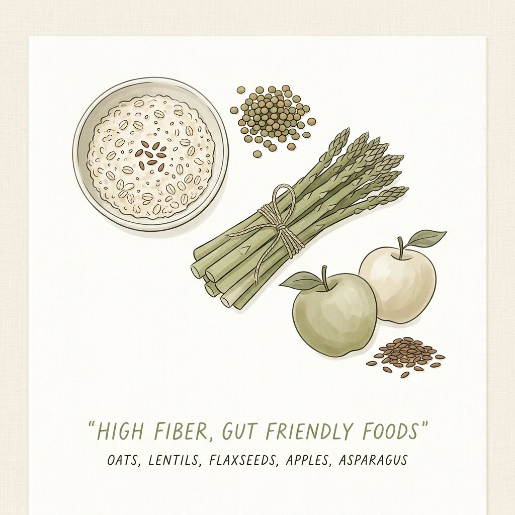Illustrative gut-friendly fermented foods and diverse fiber sources