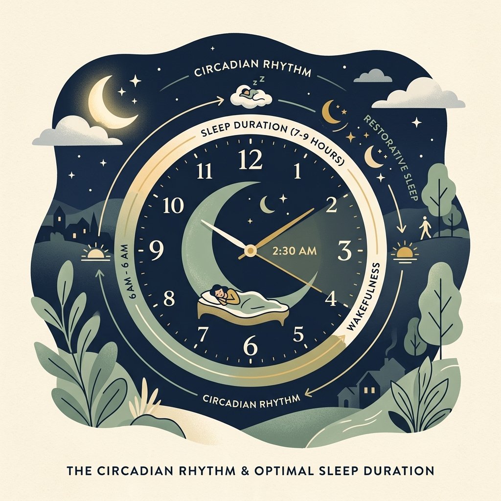 Illustrative circadian rhythm and adult sleep duration guide