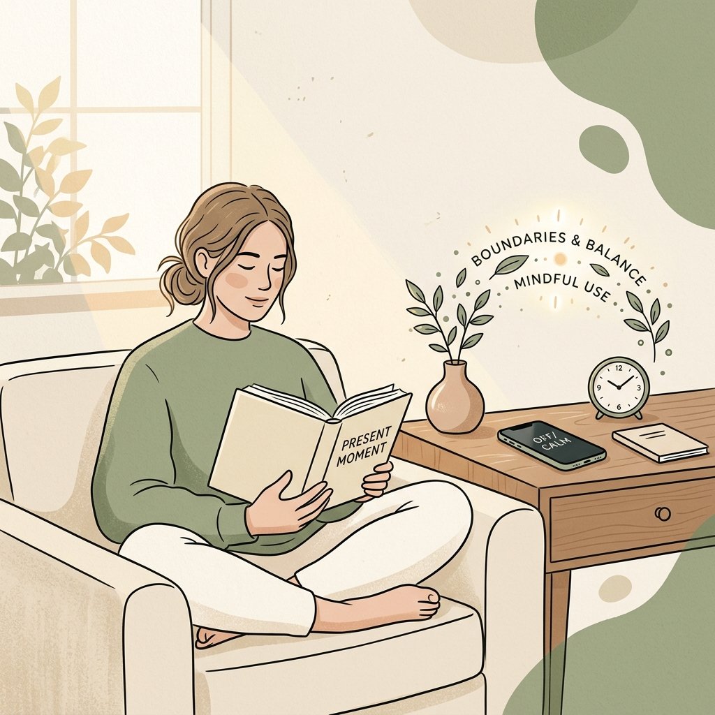 Illustrative mindful technology boundaries and mental wellbeing